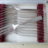 Box of 12 forks with silver metal cakes