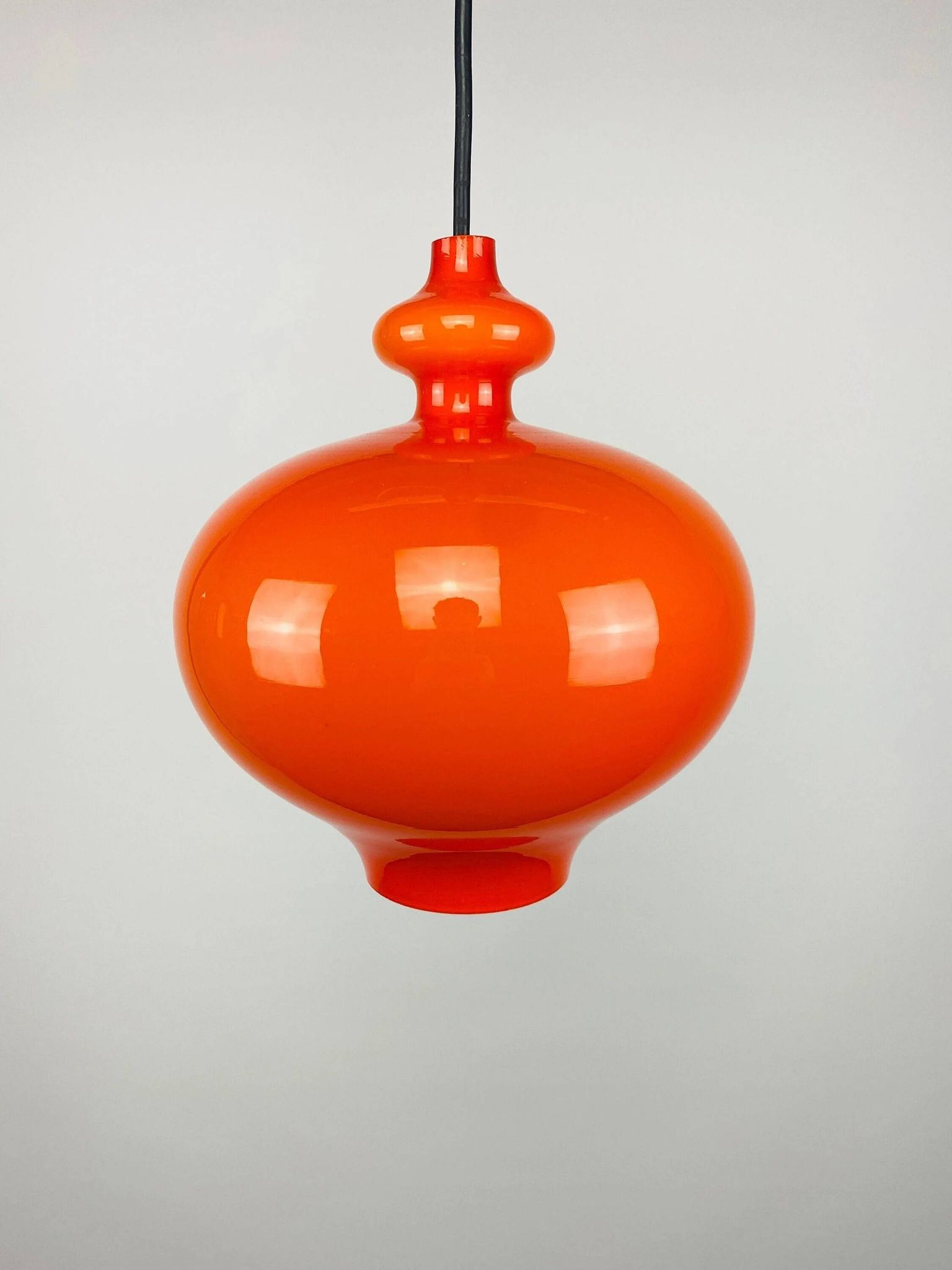 Orange glass suspension light Swedish Oplight by Hans Agne Jakobsson for AB Markaryd