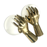 Paire d'appliques "mains" en laiton, arlus 1960