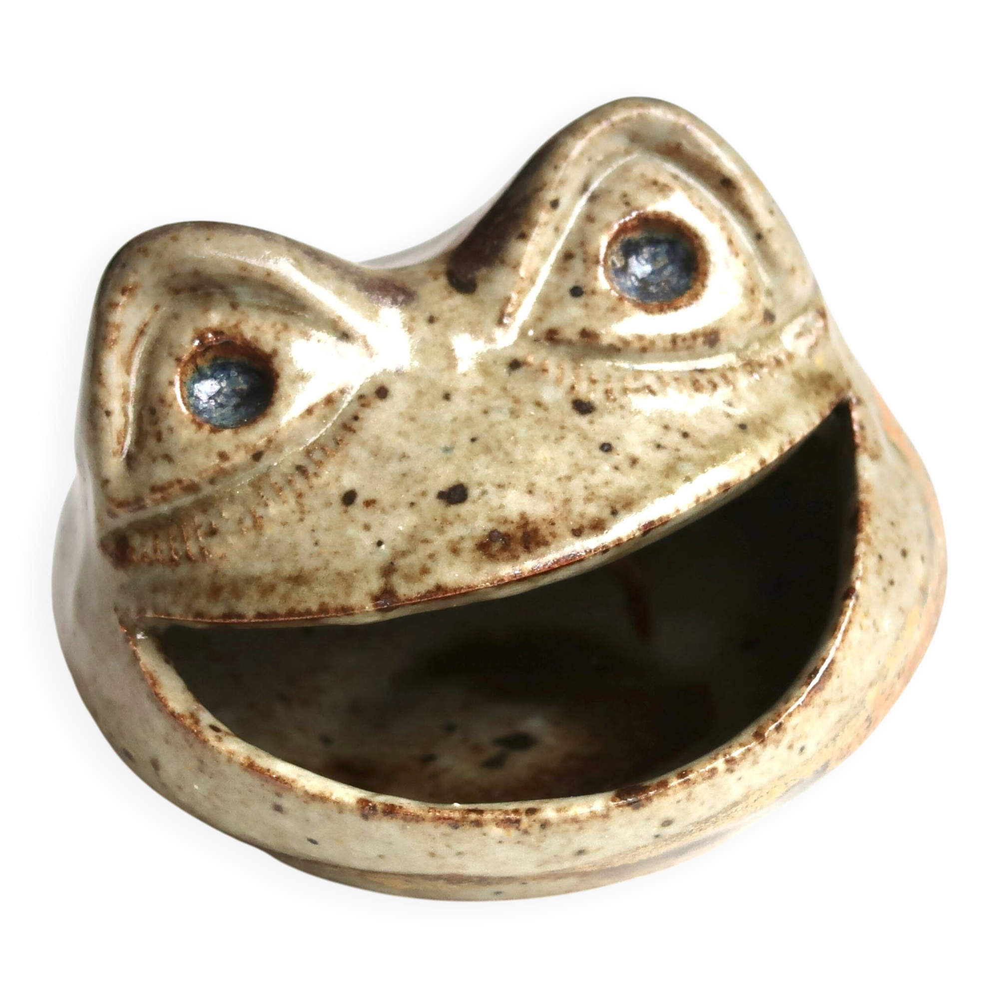 Ceramic ashtray by Annie Maume, frog head, 1960s.
