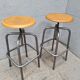 Pair stools adjustable in height metal patina graphite