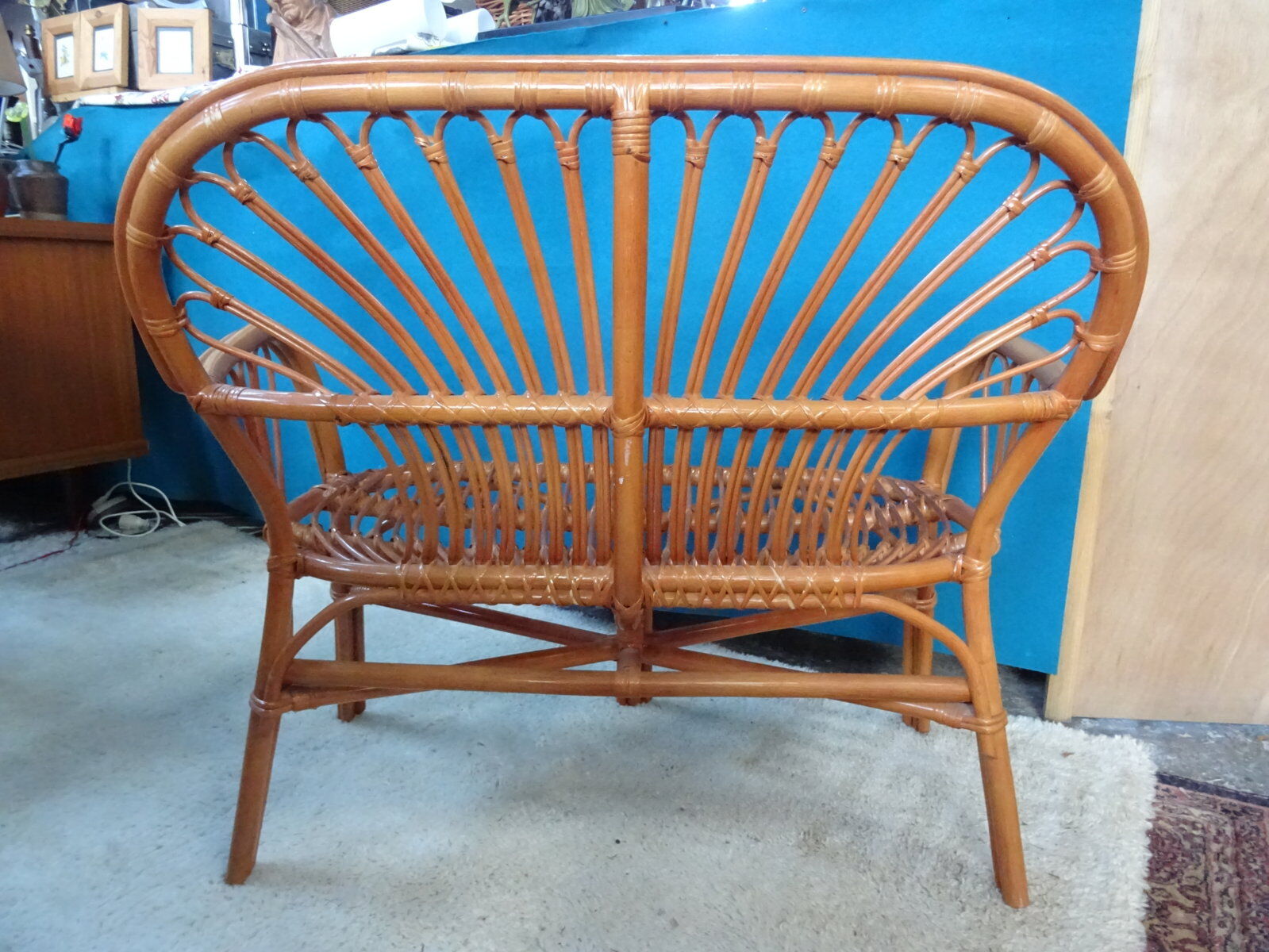Rattan bench 80s