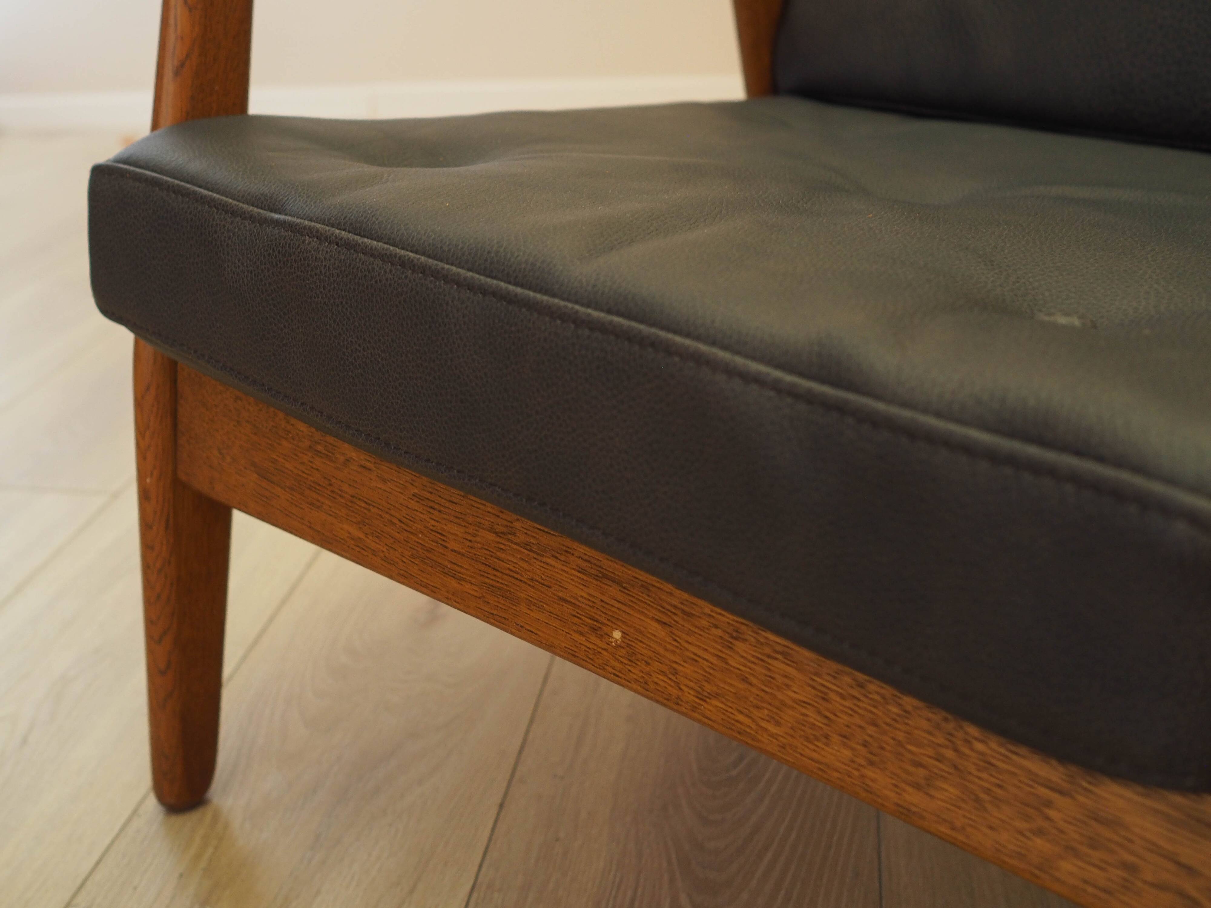 Oak leather sofa by Brockmann Petersen, Danish design 1970s