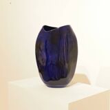 Important blue glazed ceramic vase signed by Max Idlasflag