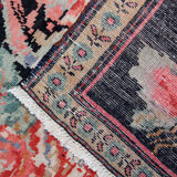 Antique floral karabagh zone tapis de laine brune tissée à la main fine tapis- 136x235cm