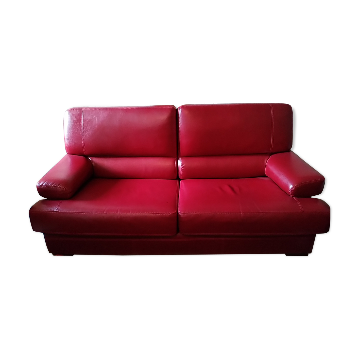 3-seater vintage sofa in red leather Hermes
