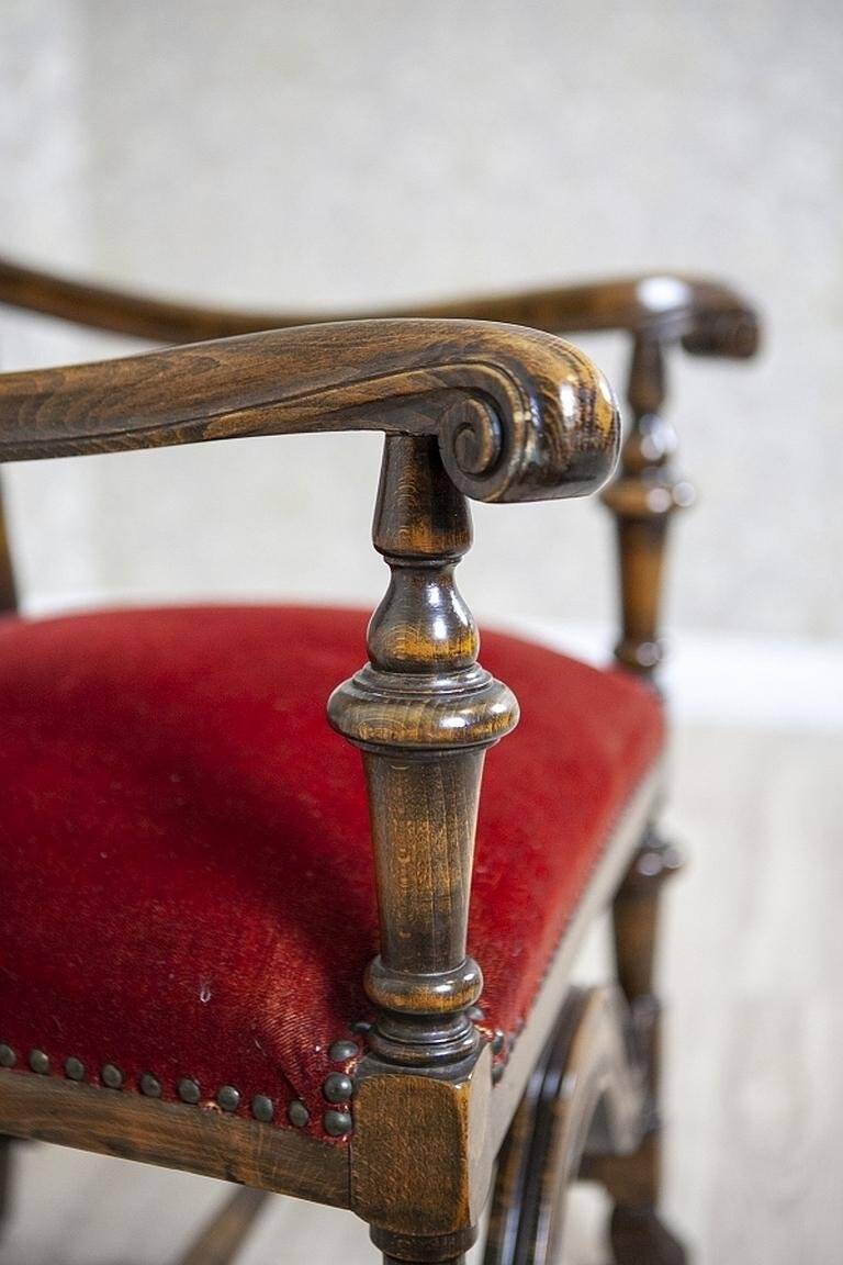Armchair with Rattan Backrest, 1950s