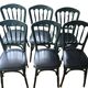 Suite de 6 chaises bistrot vert anglais et assise skaï noir