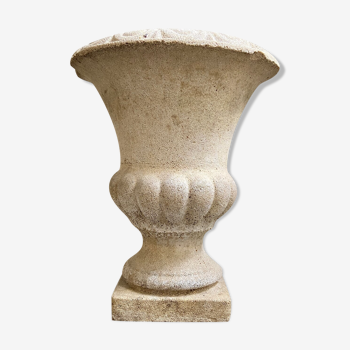 Medici pot in reconstituted stone beige H43 cm