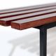 Vintage modernist Italian bench from the mid-century in slatted teak, black metal frame, Italy, 1960s.