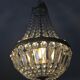 Lustre mongolfière à pampilles et bronze