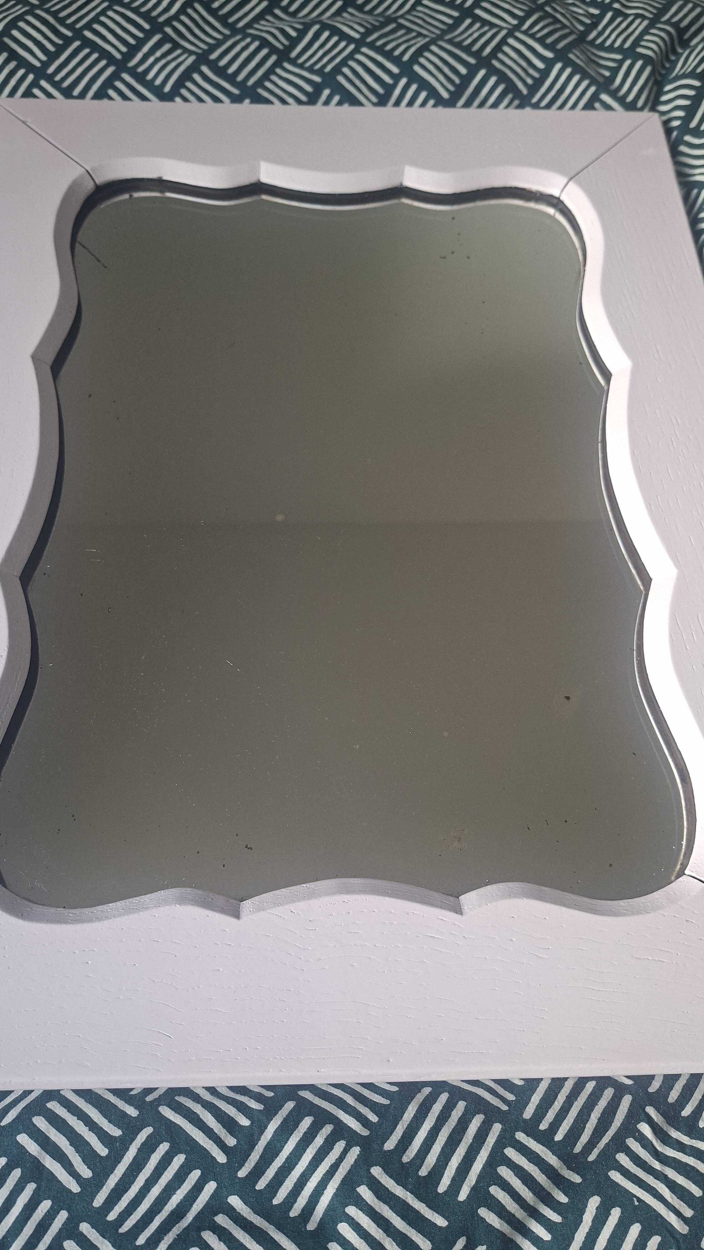 Miroir mural rectangulaire Milieu XX's cadre Rose Poudrée