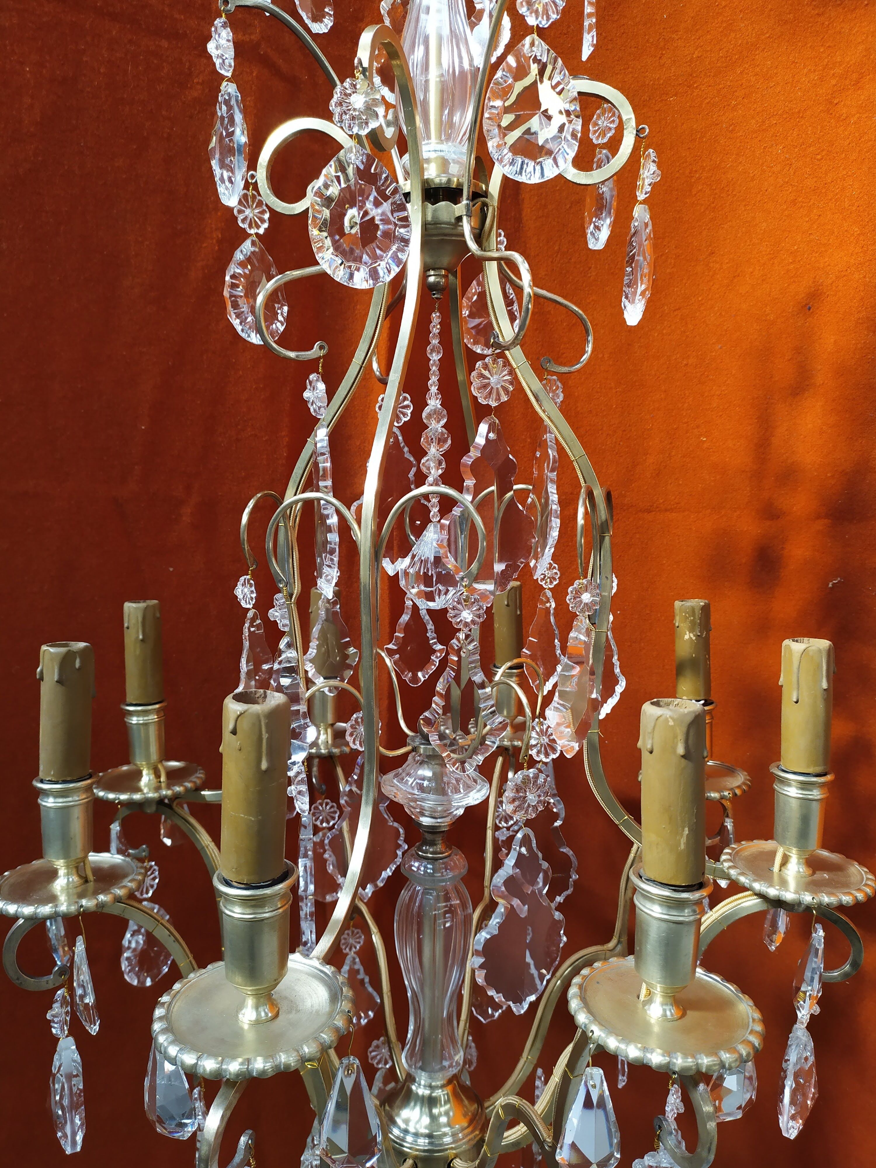 Chandelier crystal stamp cage, eight points of light