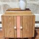 wood and marble bedside table revamped in terracotta