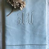 Old linen and cotton towel dyed celadon
