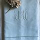 Drap ancien en lin et coton teinté en céladon