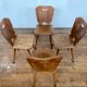 Série de 4 chaises bistrot rustiques vintage en bois thermoformé