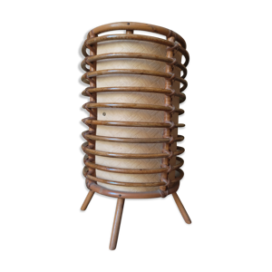Lampe cylindrique en rotin par