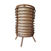 Lampe cylindrique en rotin par Louis Sognot