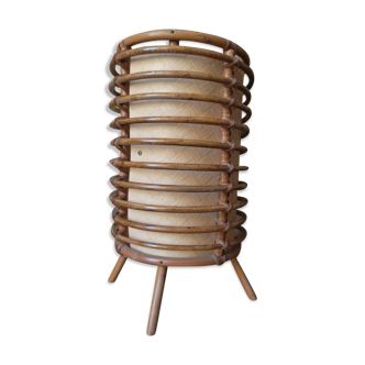 Cylindrical rattan lamp by Louis Sognot