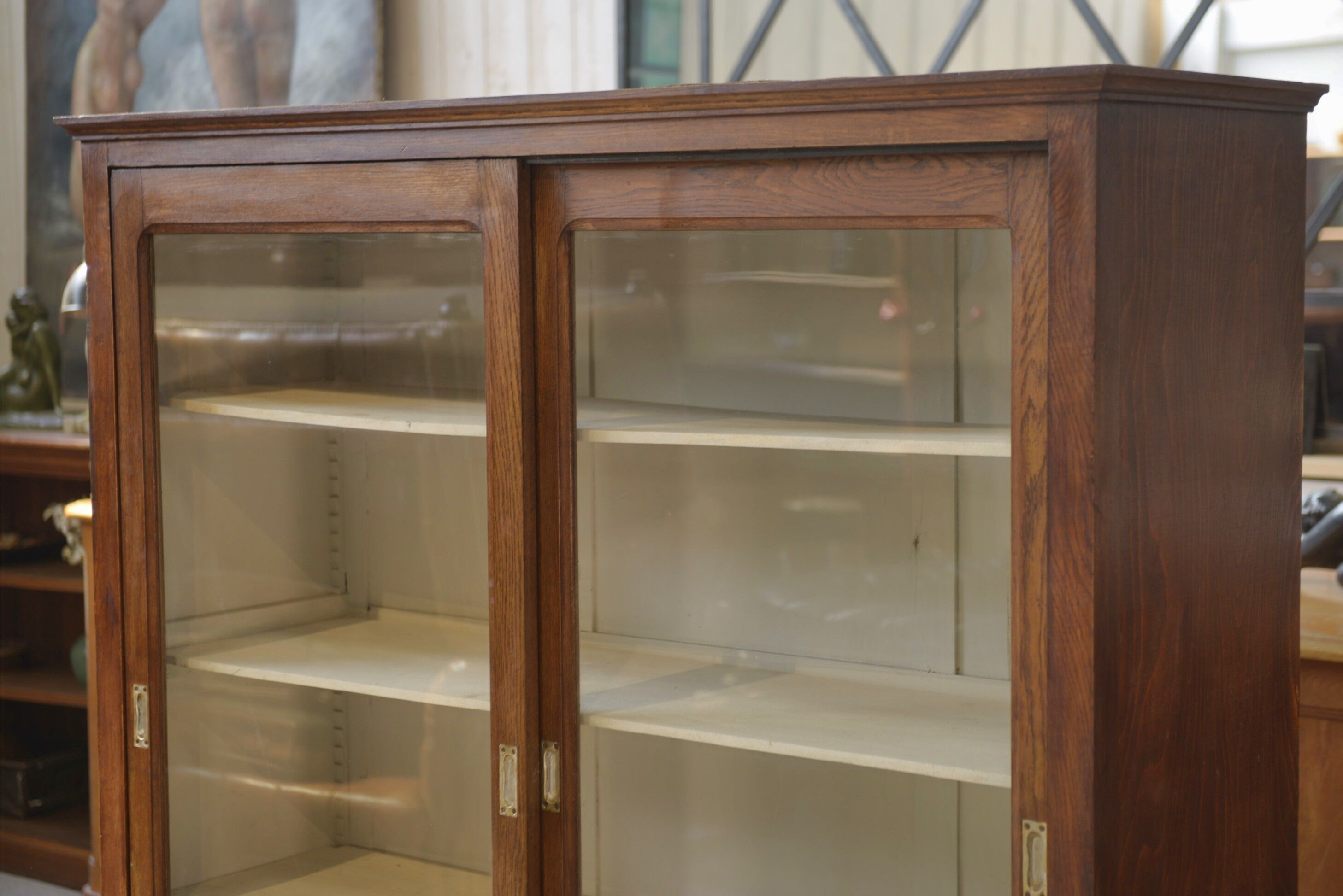 1940s oak display cabinet