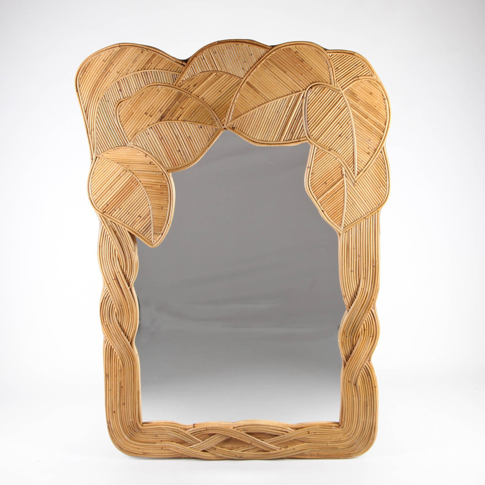 Natural rattan mirror