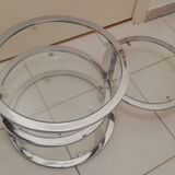 4-tray glass round coffee table