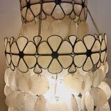 Vintage mother-of-pearl chandelier, floral design, 1960s