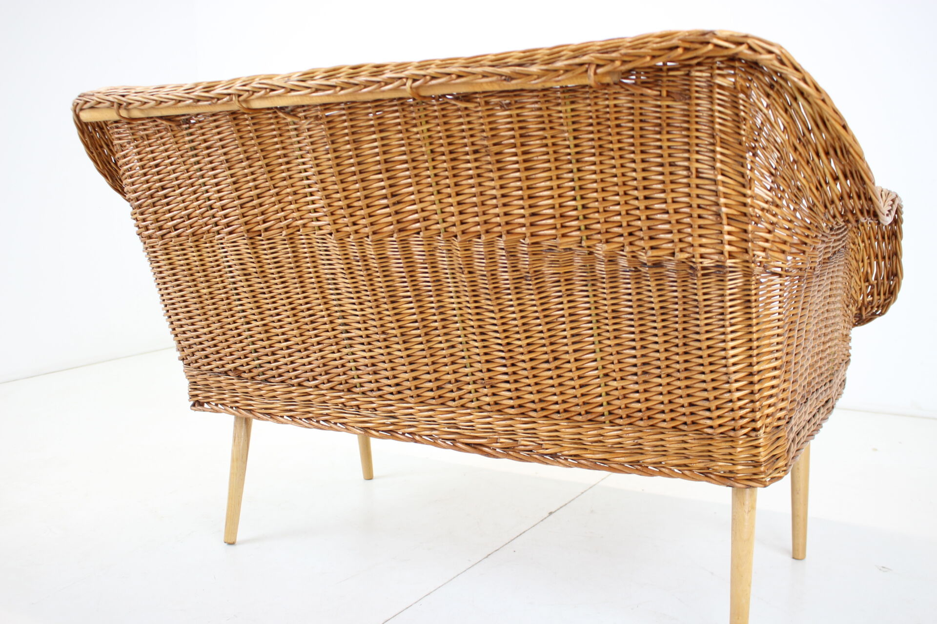 1970s Two-Seater Rattan Sofa by Uluv, Czechoslovakia