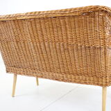 1970s Two-Seater Rattan Sofa by Uluv, Czechoslovakia
