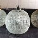Spherical pendant light with crystal tassels and seed beads / vintage.
