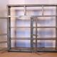 Old shelf, shopkeeper's bookcase in original Burmese teak with blue-gray patina