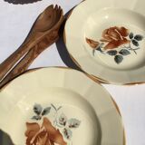 6 Digoin beige caramel edge hollow plates