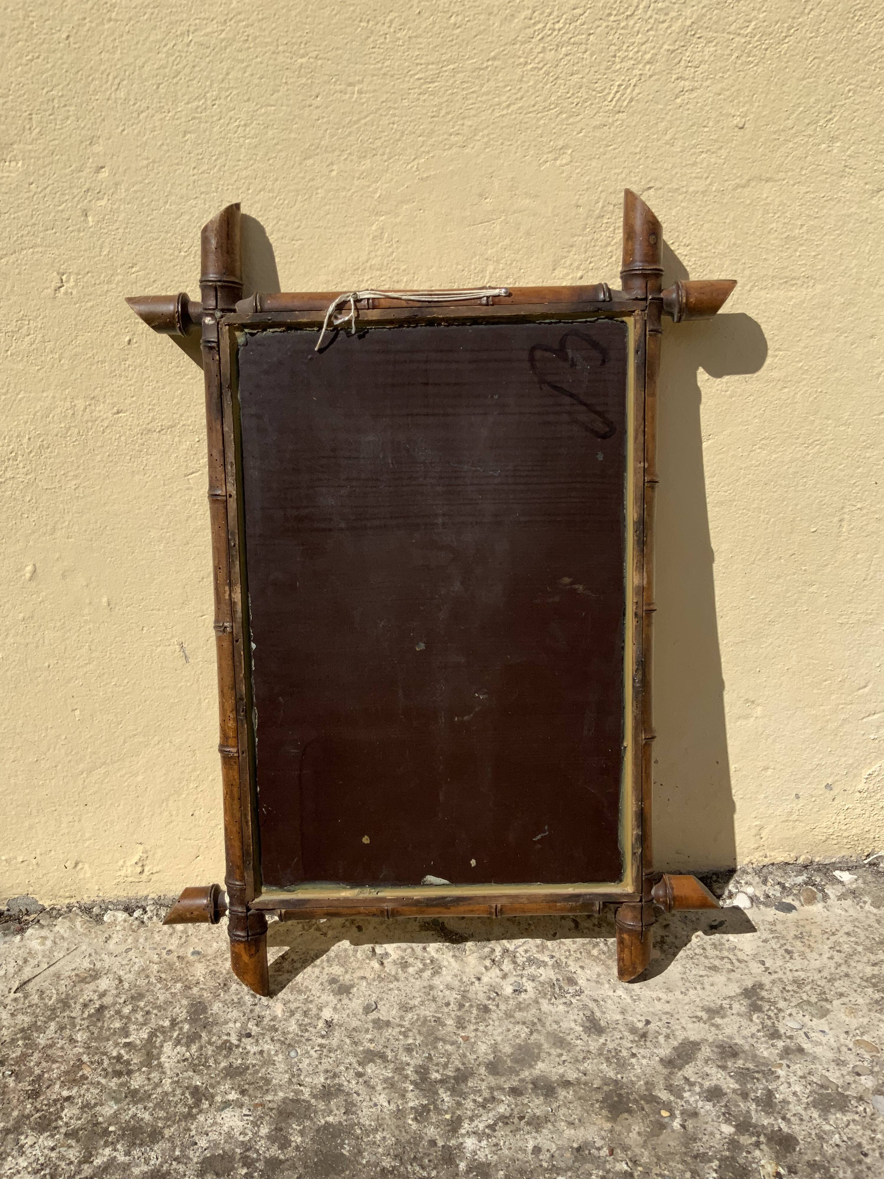 Antique wooden mirror bamboo style