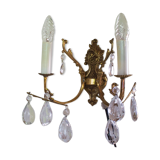 Old brass sconce with glass drops