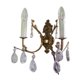 Applique en laiton avec gouttes en verre