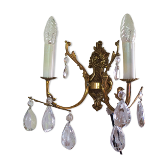 Old brass sconce with glass drops