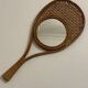 Vintage rattan tennis racket mirror