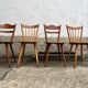 Set of 4 vintage beech bistro chairs – compass legs