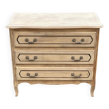 Renovated Louis XV Bibus chest of drawers in raw oak wood with 3 drawers 90c