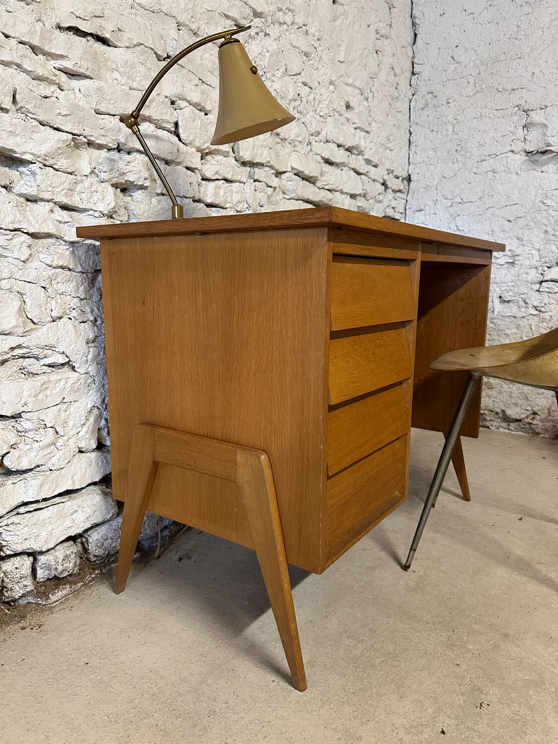 Child's desk 1950, vintage compass legs