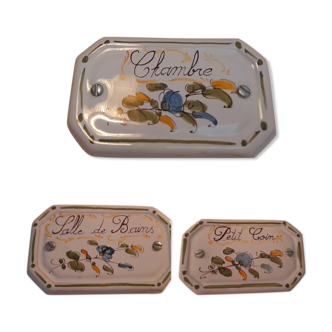 3 door plates Faïencerie Moustiers Sainte Marie