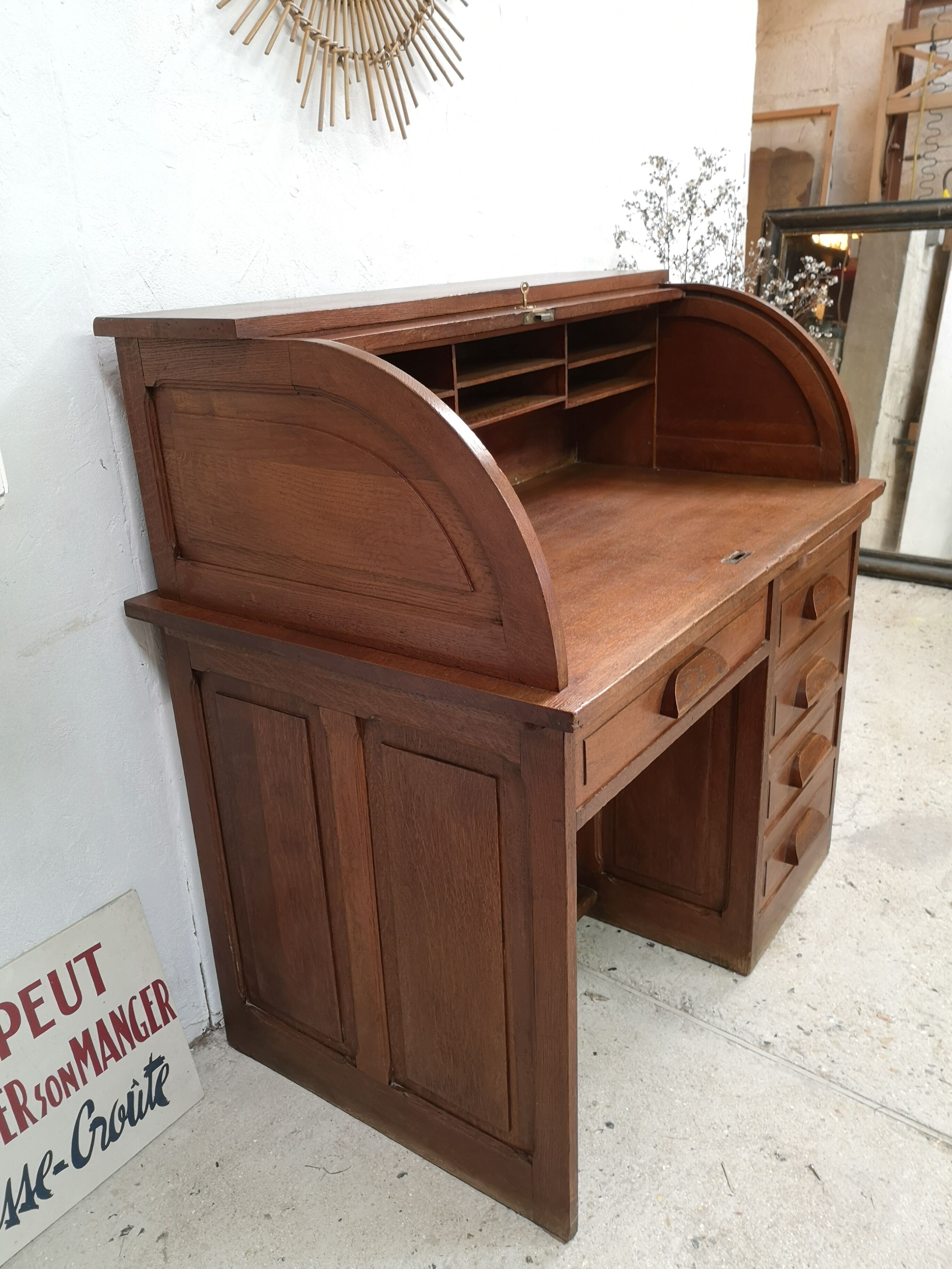 American office with curtain box administration oak