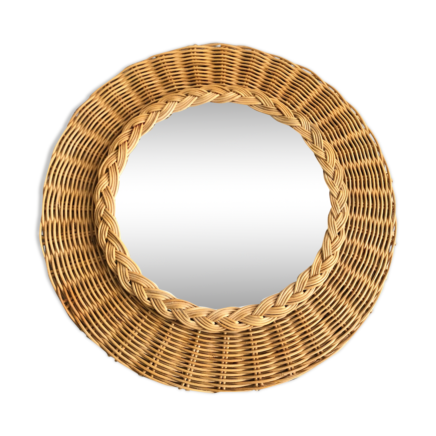 Braided rattan mirror 47 cm