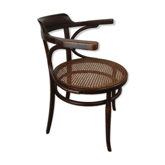 Chaise de bureau en bois courbé cannage