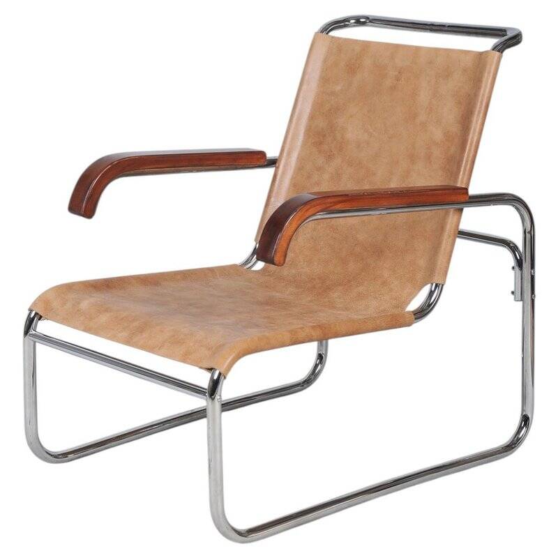 Fauteuil Bauhaus tchèque en chrome attribué à M. Breuer pour Thonet, années 1920.