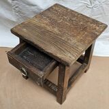 Small teak stool with 1 drawer