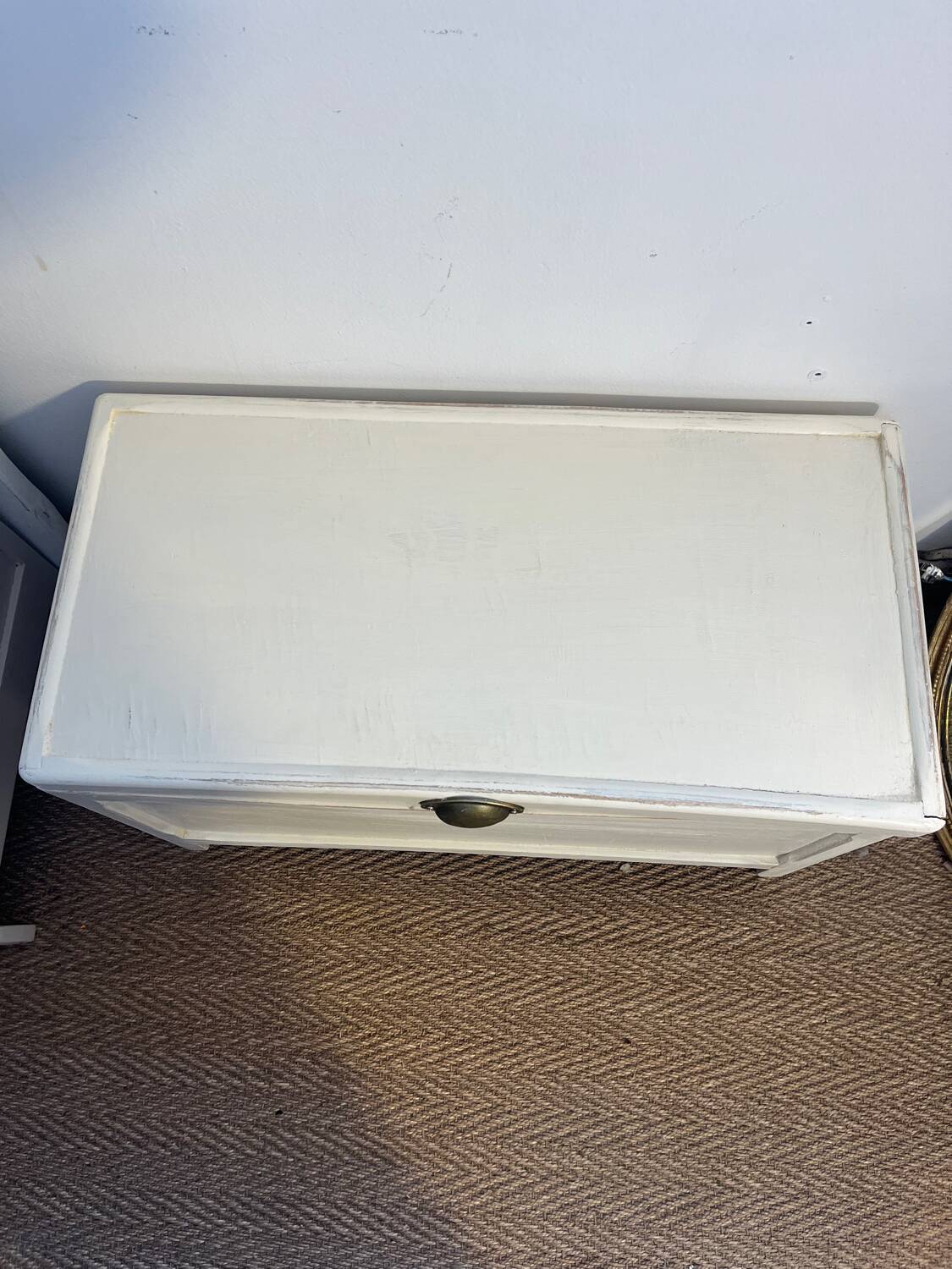 Vintage white patinated wooden chest