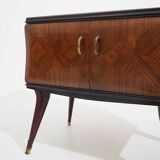 Pair of bedside tables with glass top, 1950s