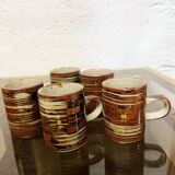 Set of 5 stoneware cups.